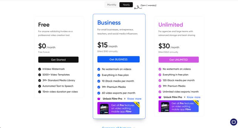 InVideo Review Pricing