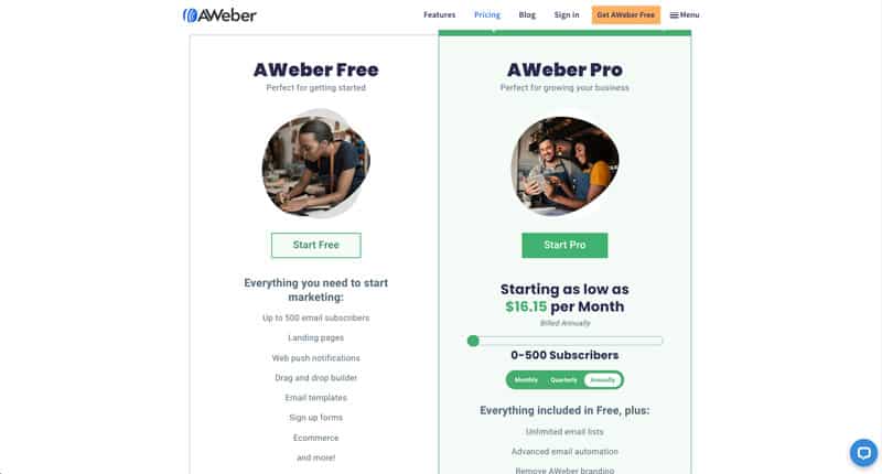 Aweber Review Pricing